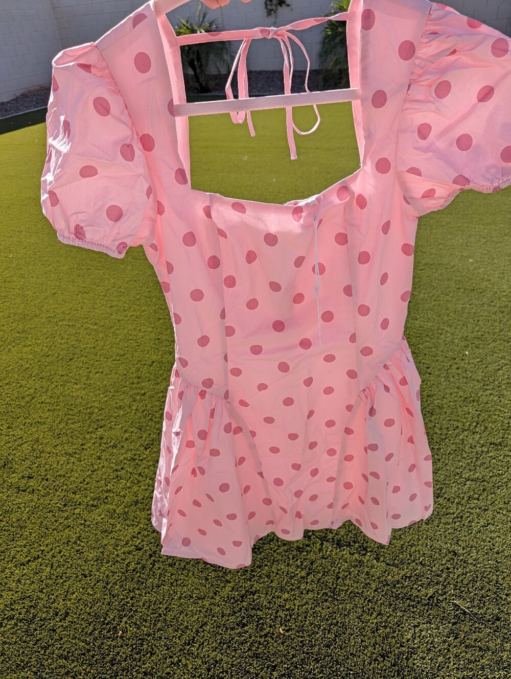 So Me Pink Polka-Dot Ruffle Sleeve Sundress Small